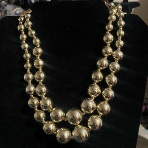 Beautiful fashion statement two row metallic necklace